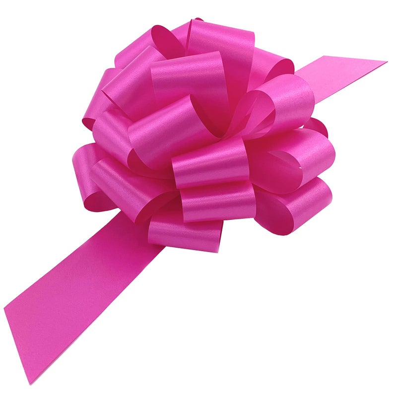GiftWrap Etc. Large Hot Pink Fuchsia Pull Bows - 9" Wide, Set of 6, Valentine's Day, Gift Bows, Birthday, Baby Shower, Easter, Fundraiser, Presents, Breast Cancer Awareness Ribbon, Christmas - Image 1